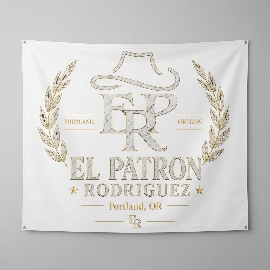 Erik 'El Patrón' Rodriguez — Marble & Gold Emblem Banner (2x3)