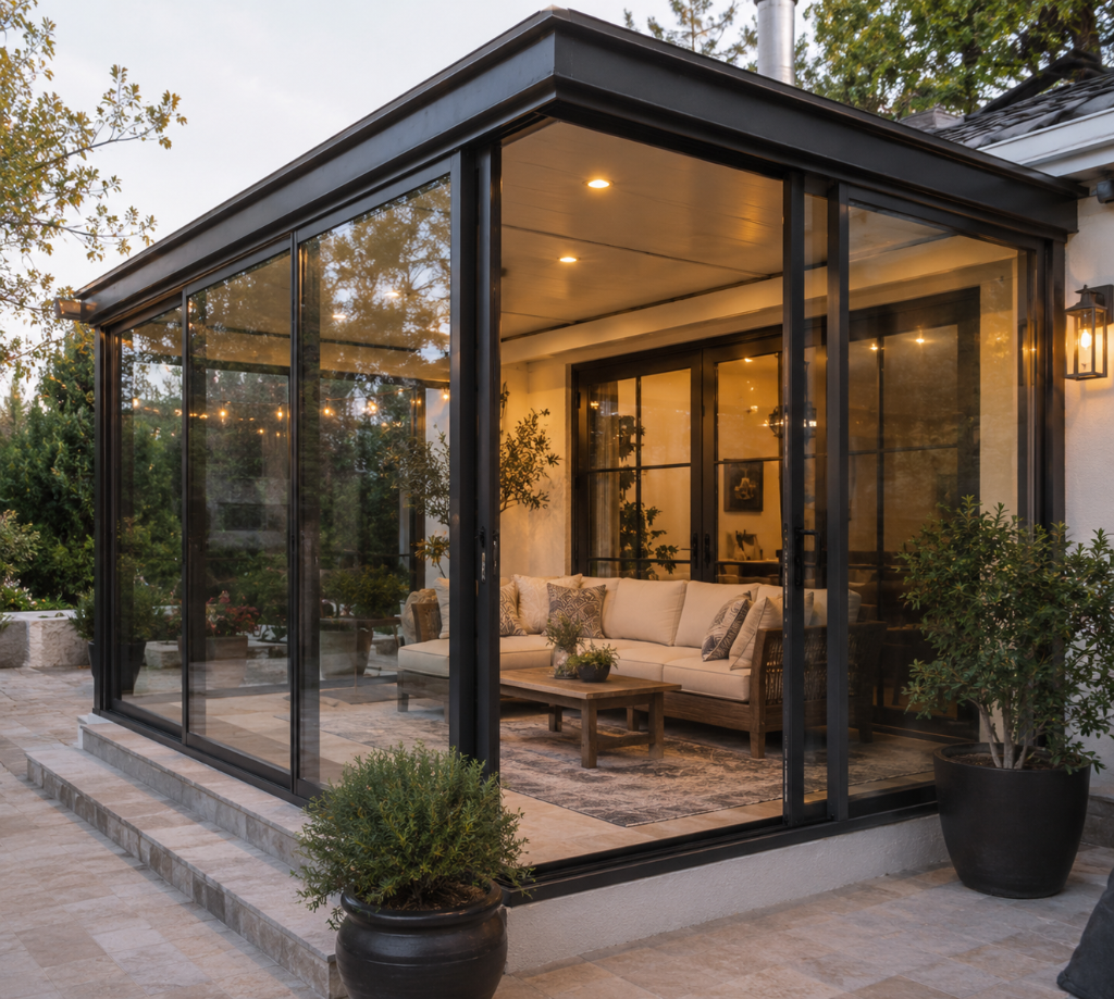 Custom patio enclosure designed for privacy and comfort