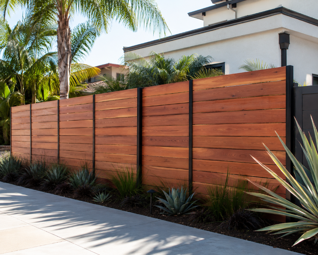 Custom wood fence built for a residential outdoor space