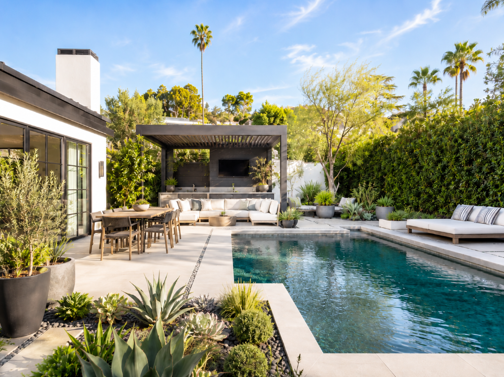 Complete outdoor living space designed for a Los Angeles home