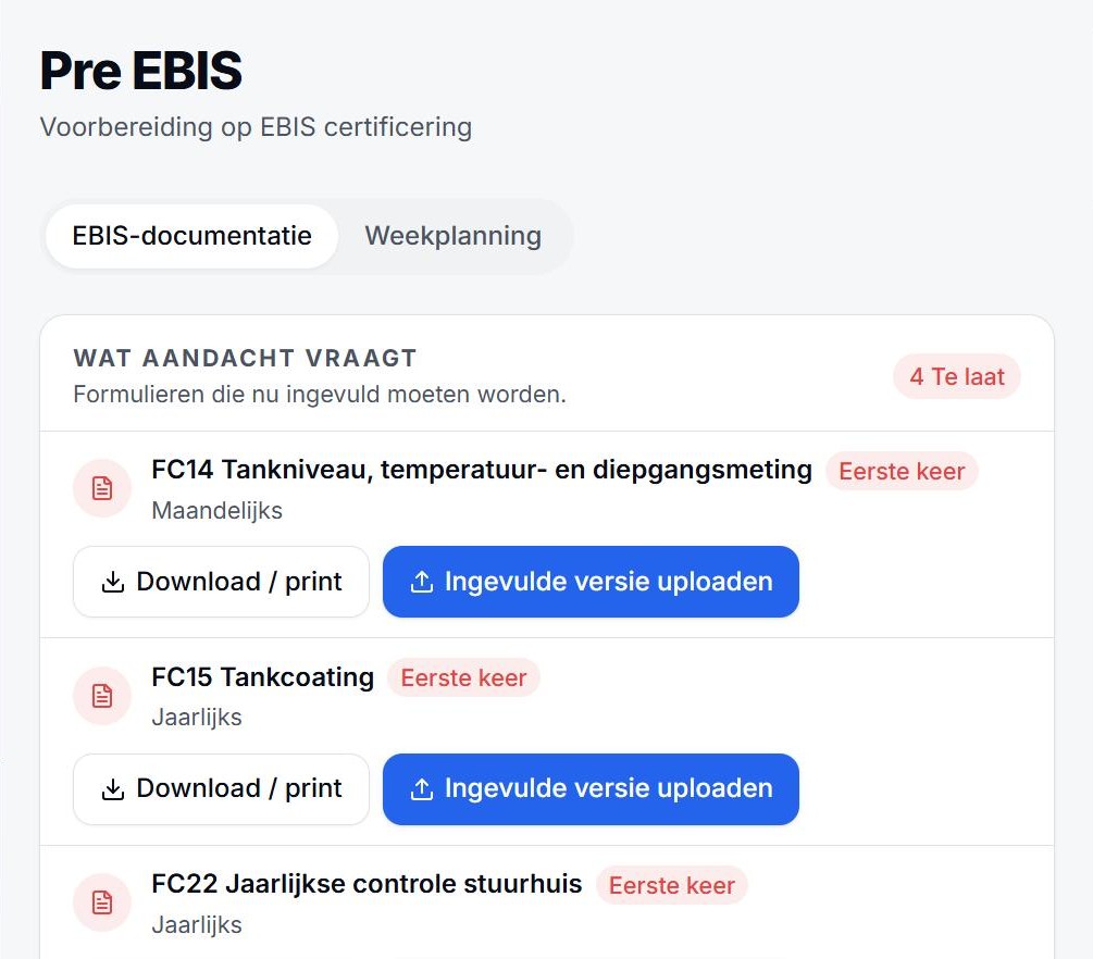 Pre EBIS met formulieren die aandacht vragen