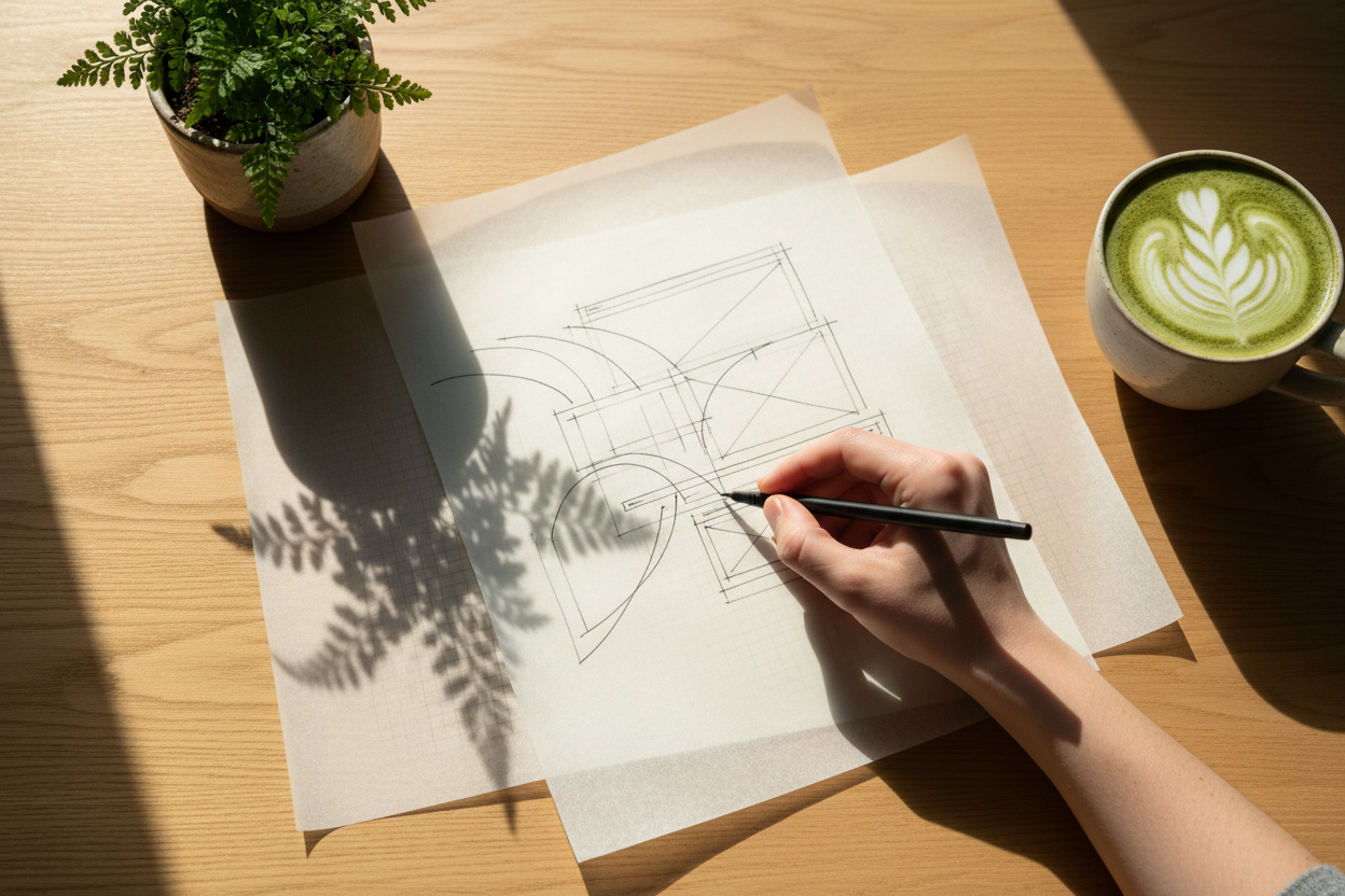 Designer sketching wireframes