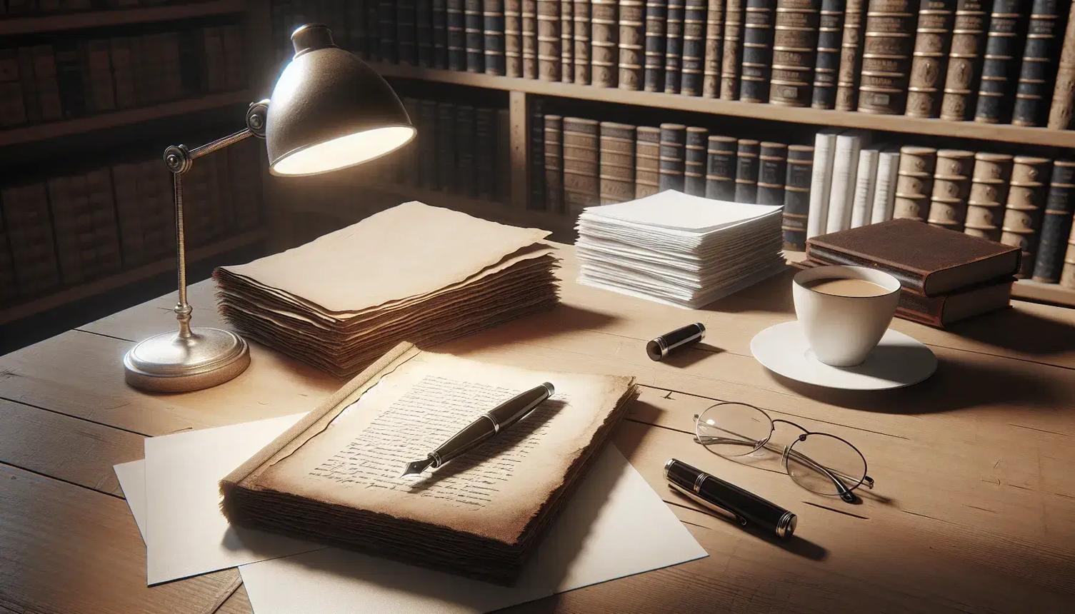 Writer's desk in a library
