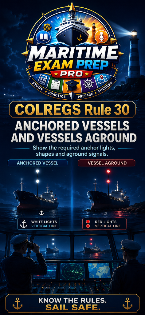 COLREGS Rule 30 — Anchored Vessels and Vessels Aground