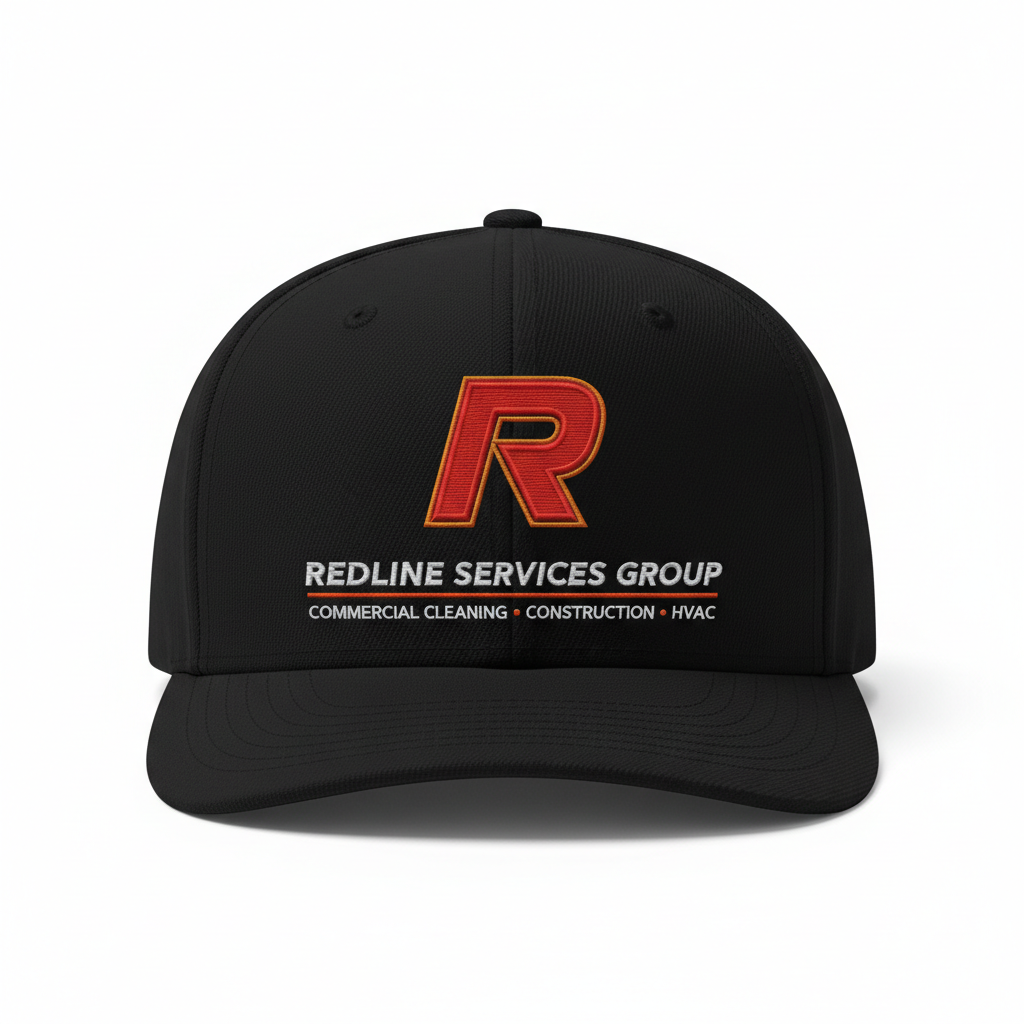 Redline Fitted FlexFit Cap — Black (Embroidered 3D R)