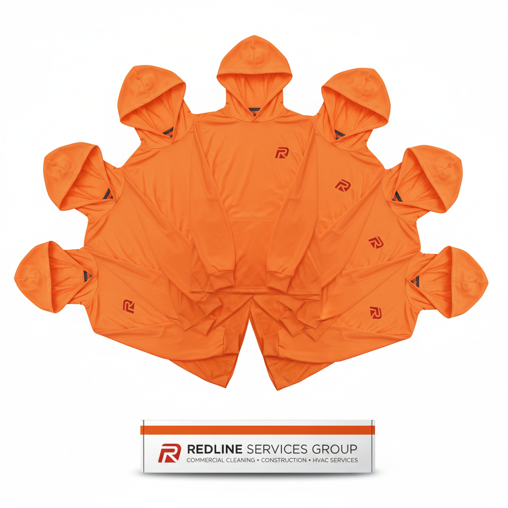 Redline 5-Pack Sun Protection Hoodie Shirts — ORANGE (Roofer Edition)