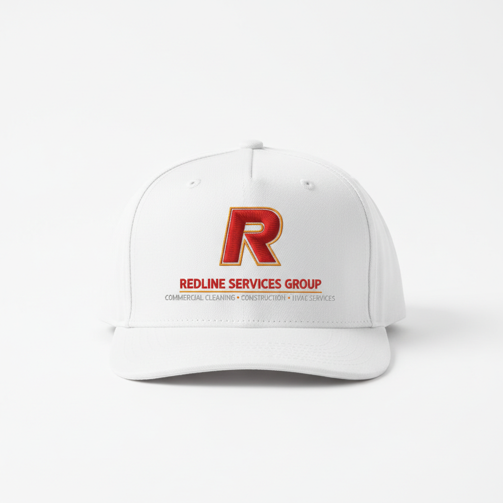 Redline Snapback Cap — White (Embroidered R)