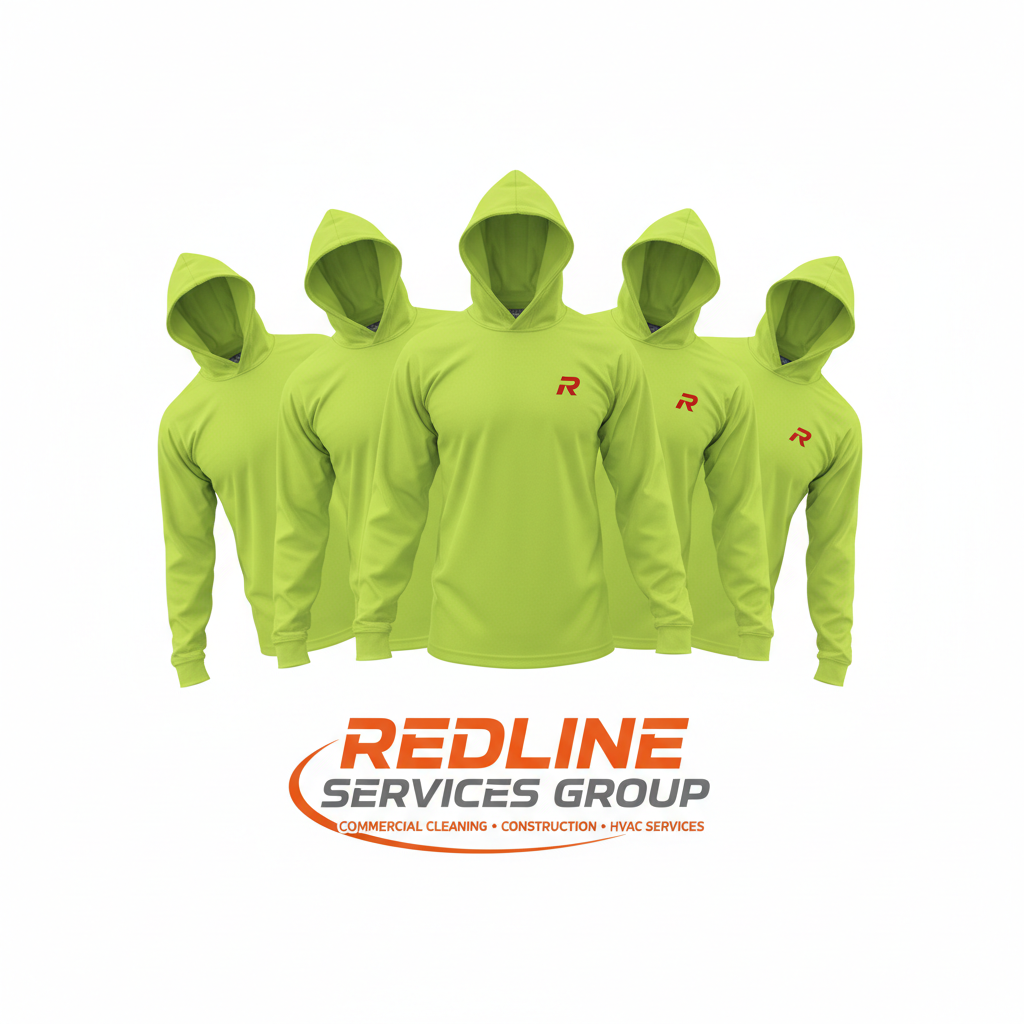Redline 5-Pack Sun Protection Hoodie Shirts — NEON GREEN (Roofer Edition)