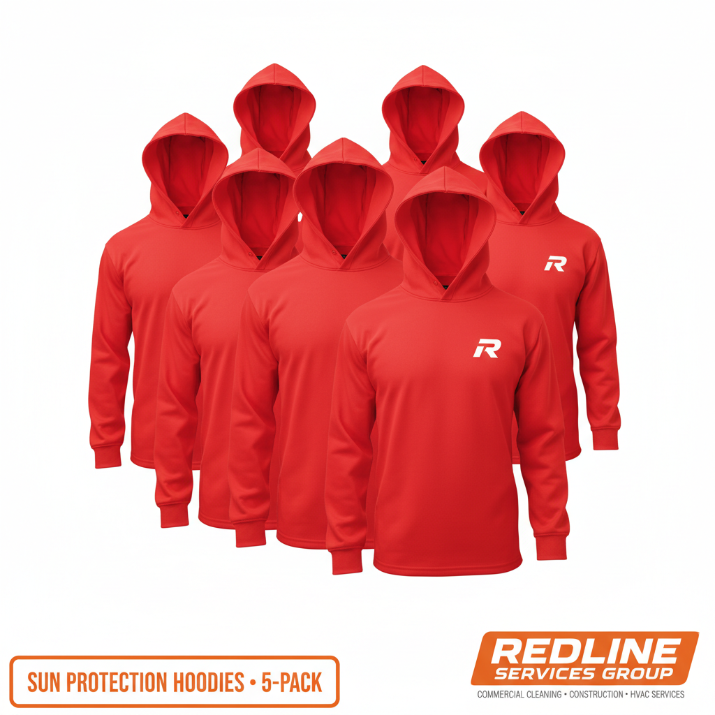 Redline 5-Pack Sun Protection Hoodie Shirts — RED (Roofer Edition)