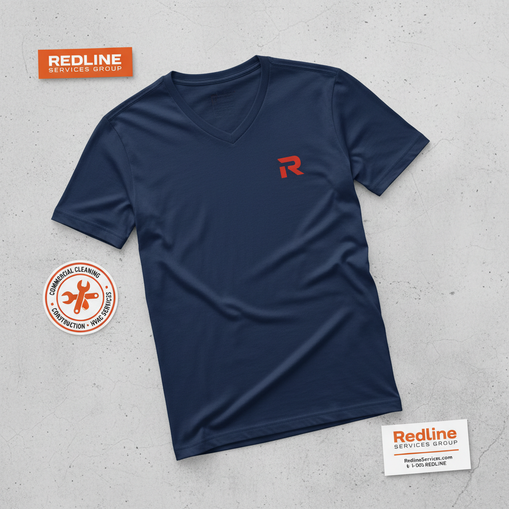 Redline Men's V-Neck T-Shirt (R Logo) 4