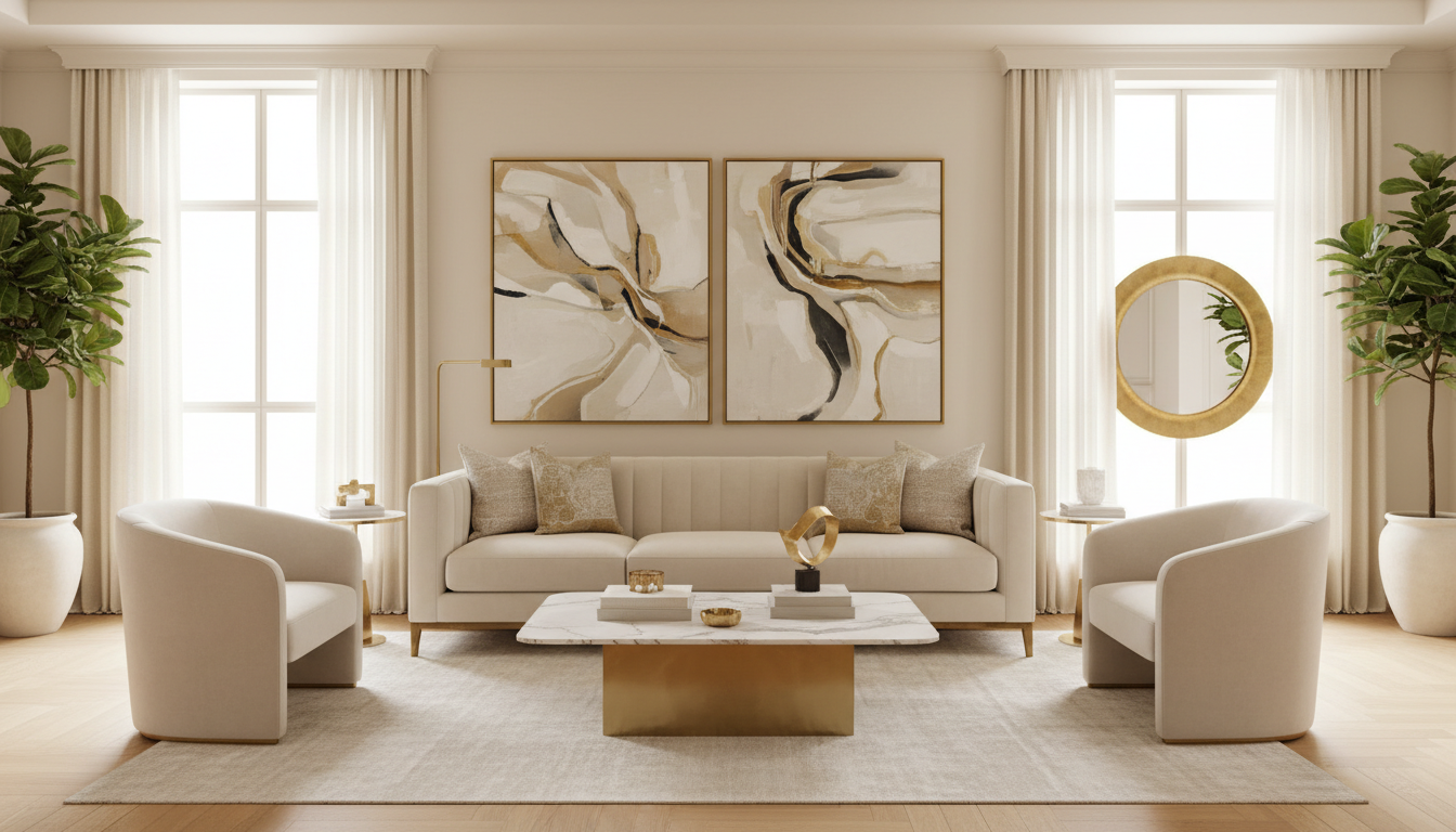 Luxurious modern living room designed by Shadab Designs Studio
