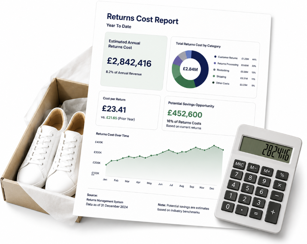 Returns cost calculator dashboard visual