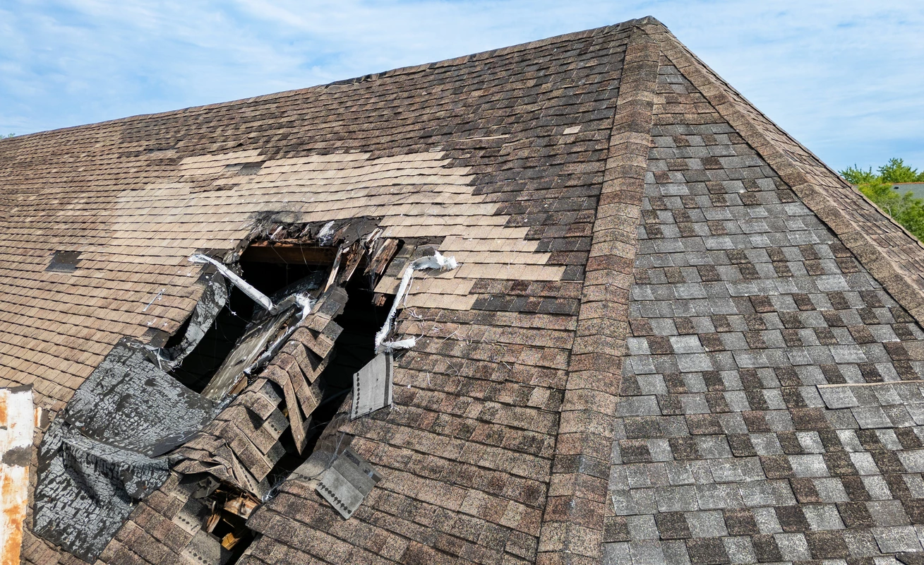 Storm damage roof