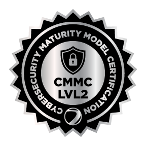 CMMC LVL2 (Audit Ready) certification badge — Dye Precision CNC