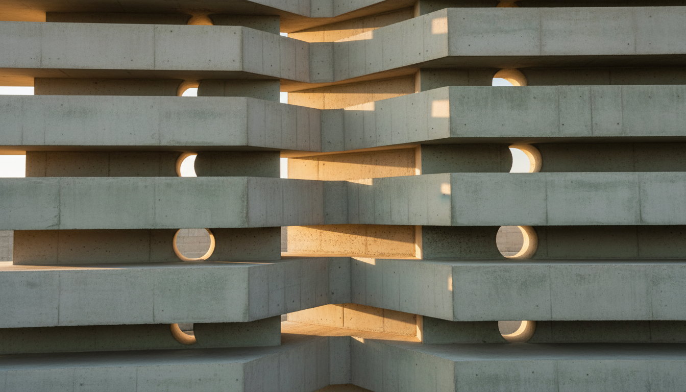 Architectural forms in warm light