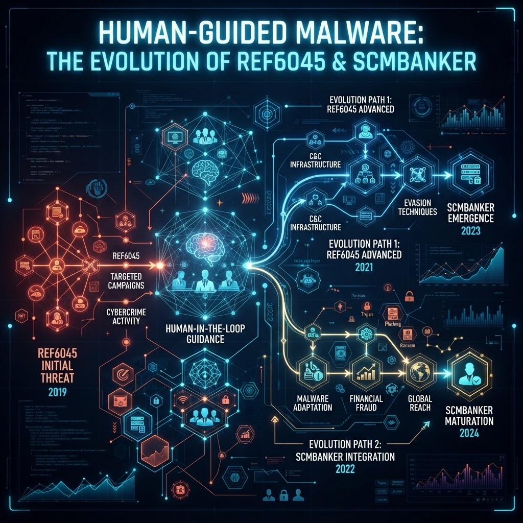 Human-Guided Malware: The Evolution of REF6045 and SCMBANKER