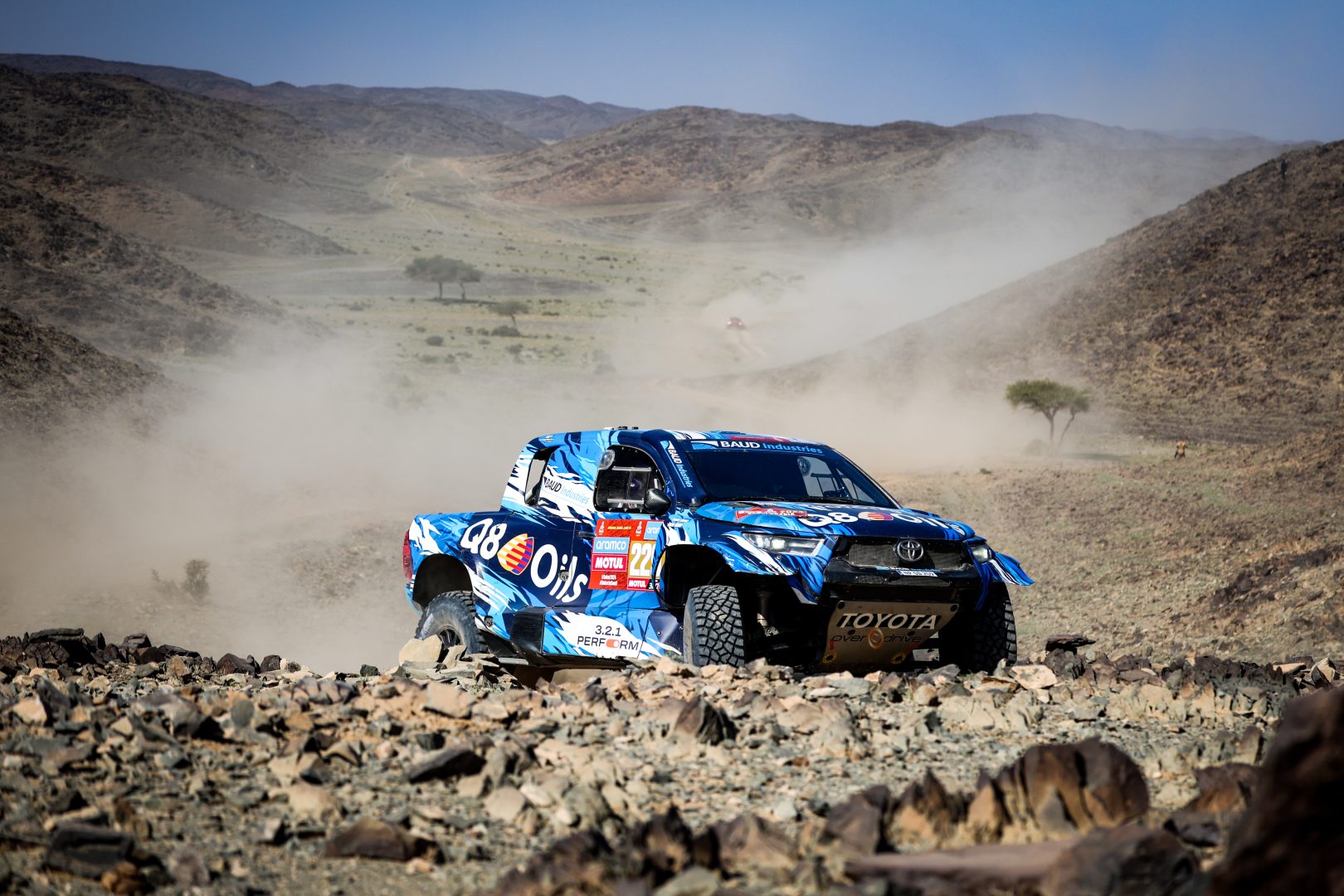 Q8Oils Dakar Rally truck in the desert