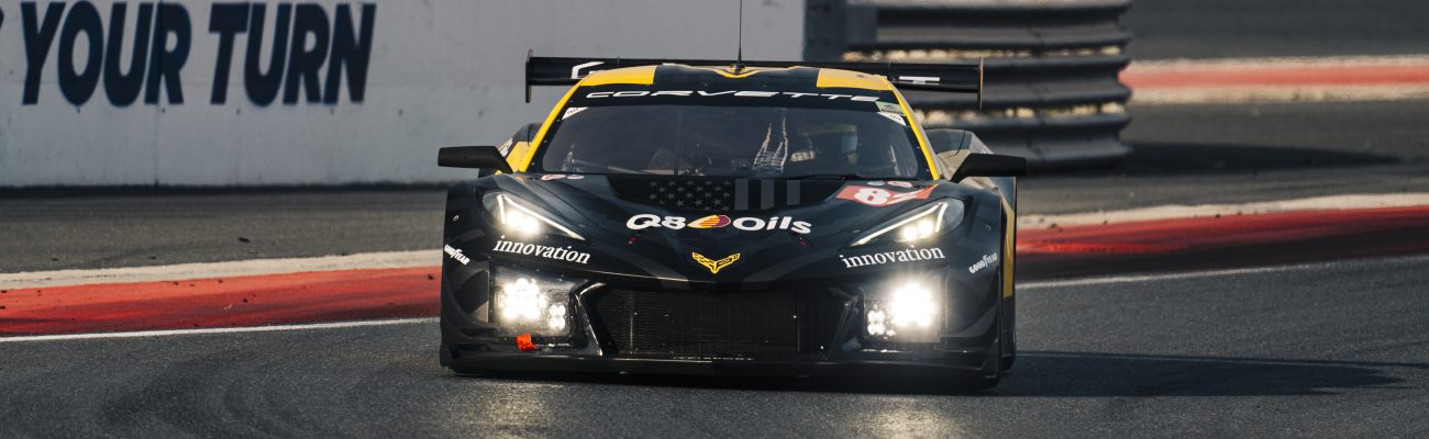 Q8Oils Corvette race car front view