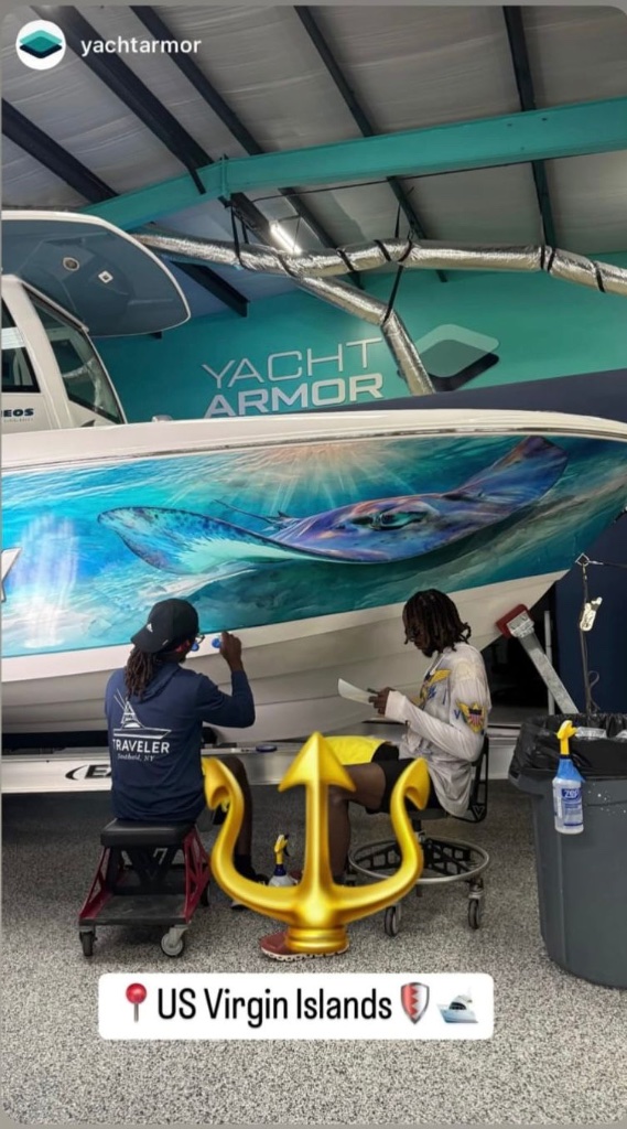 Professional boat detailing crew at work — Scrubbies Boat Wash 340 USVI