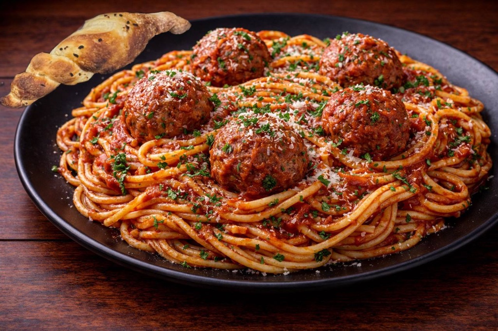Spaghetti Marina with Meatballs