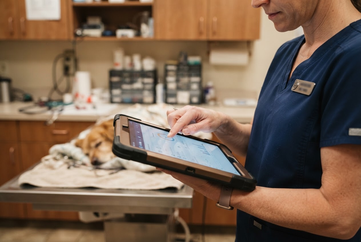 Nurse using a tablet