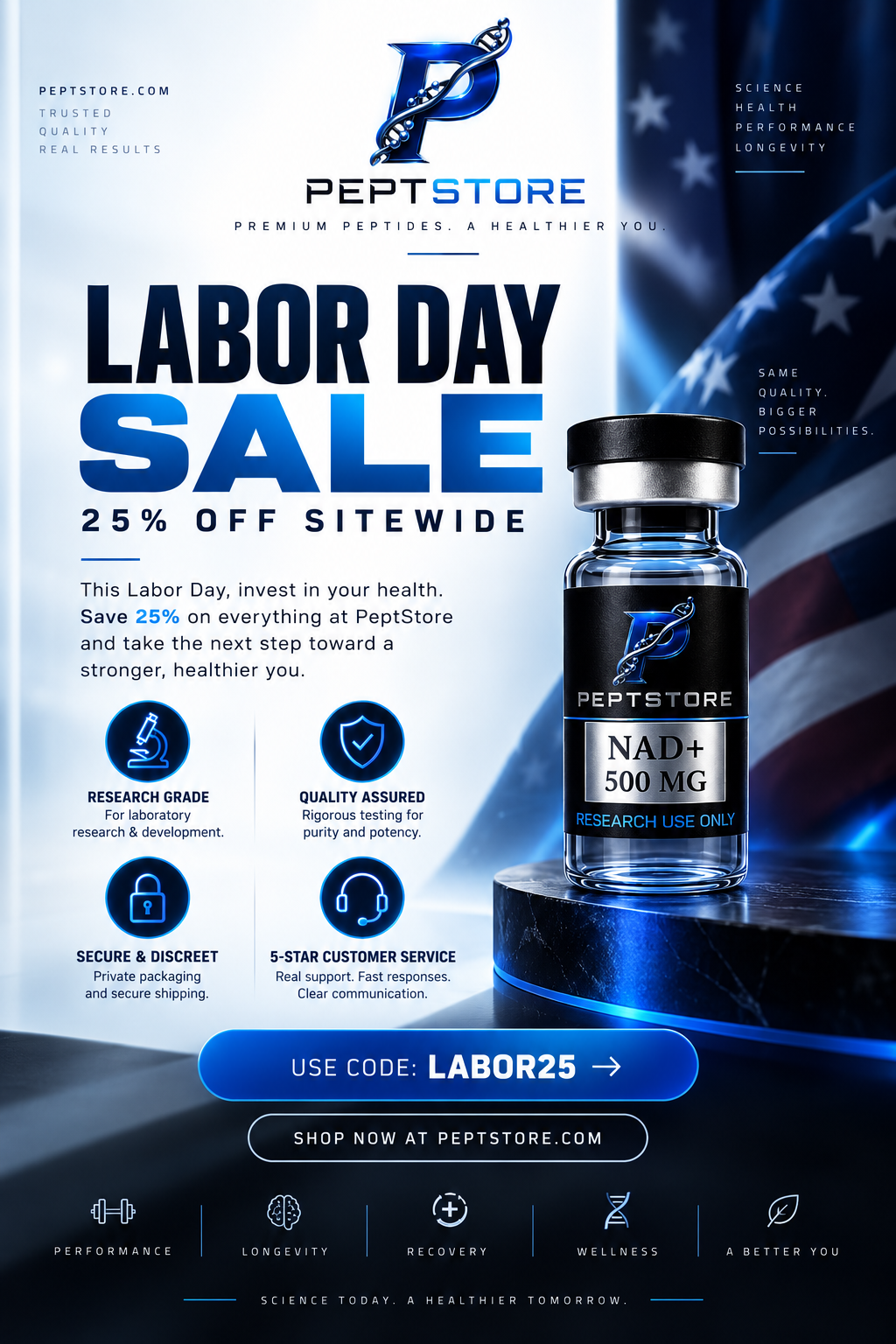 PeptStore Labor Day Sale โ 25% Off Sitewide. Use code LABOR25 at checkout.