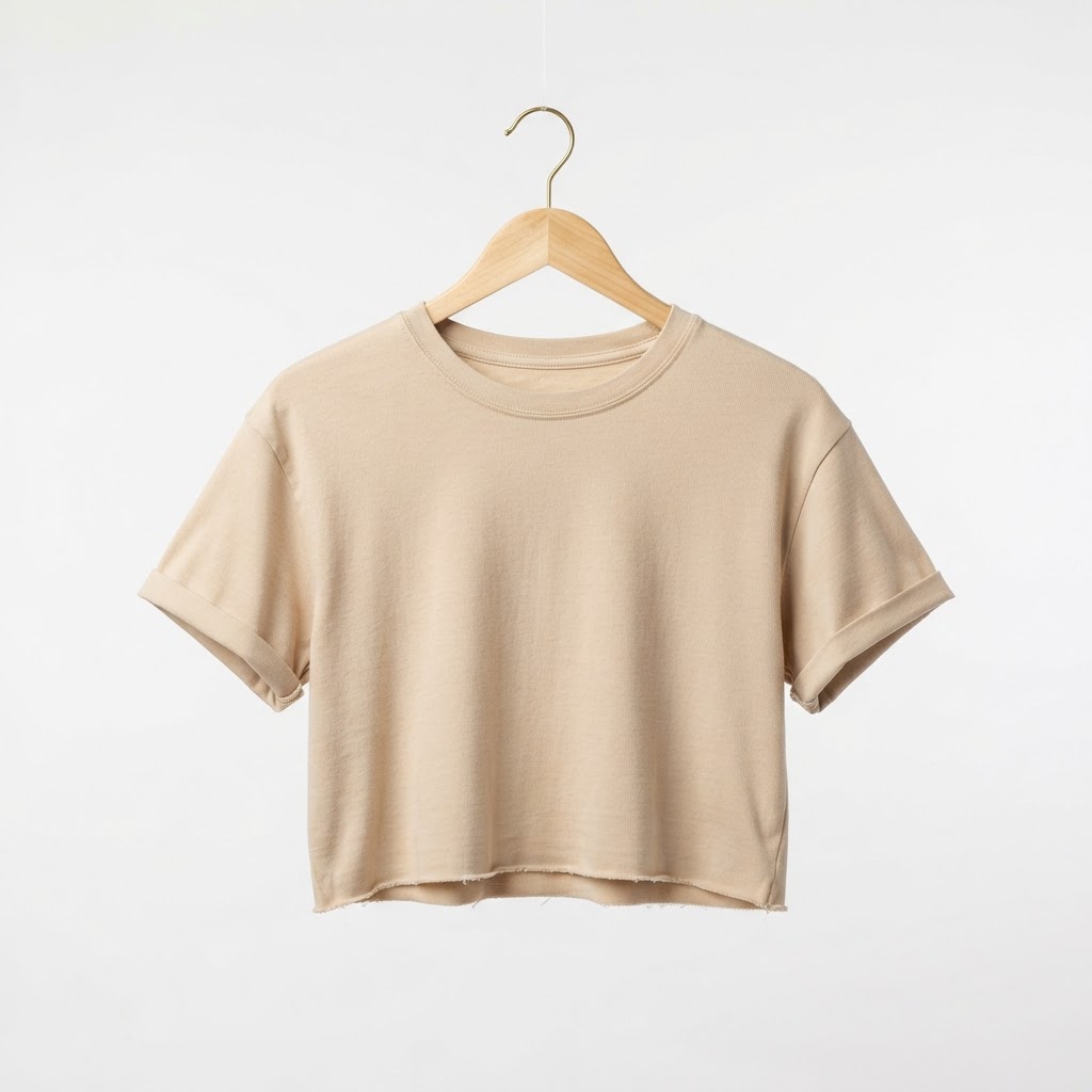 T-Shirt Femme Cropped Beige