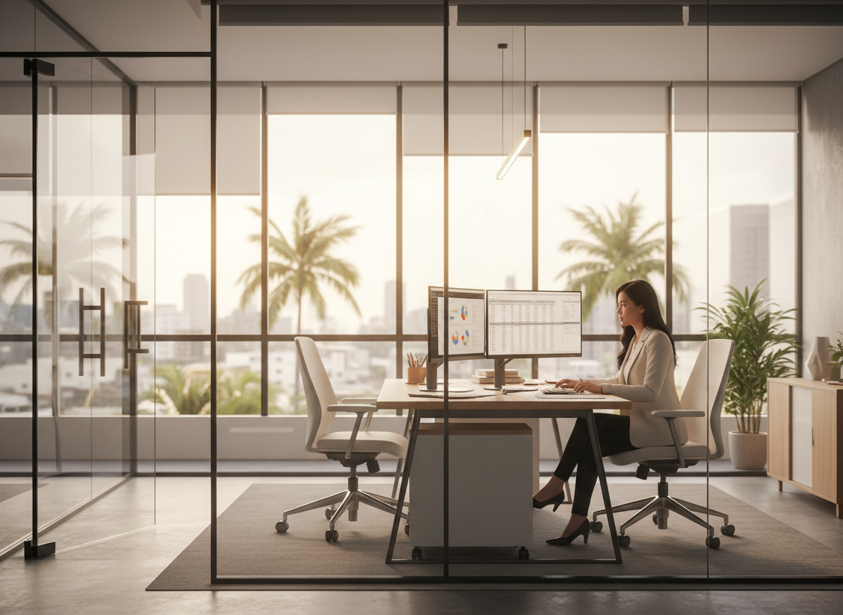 Professional team member working in a modern Philippines office