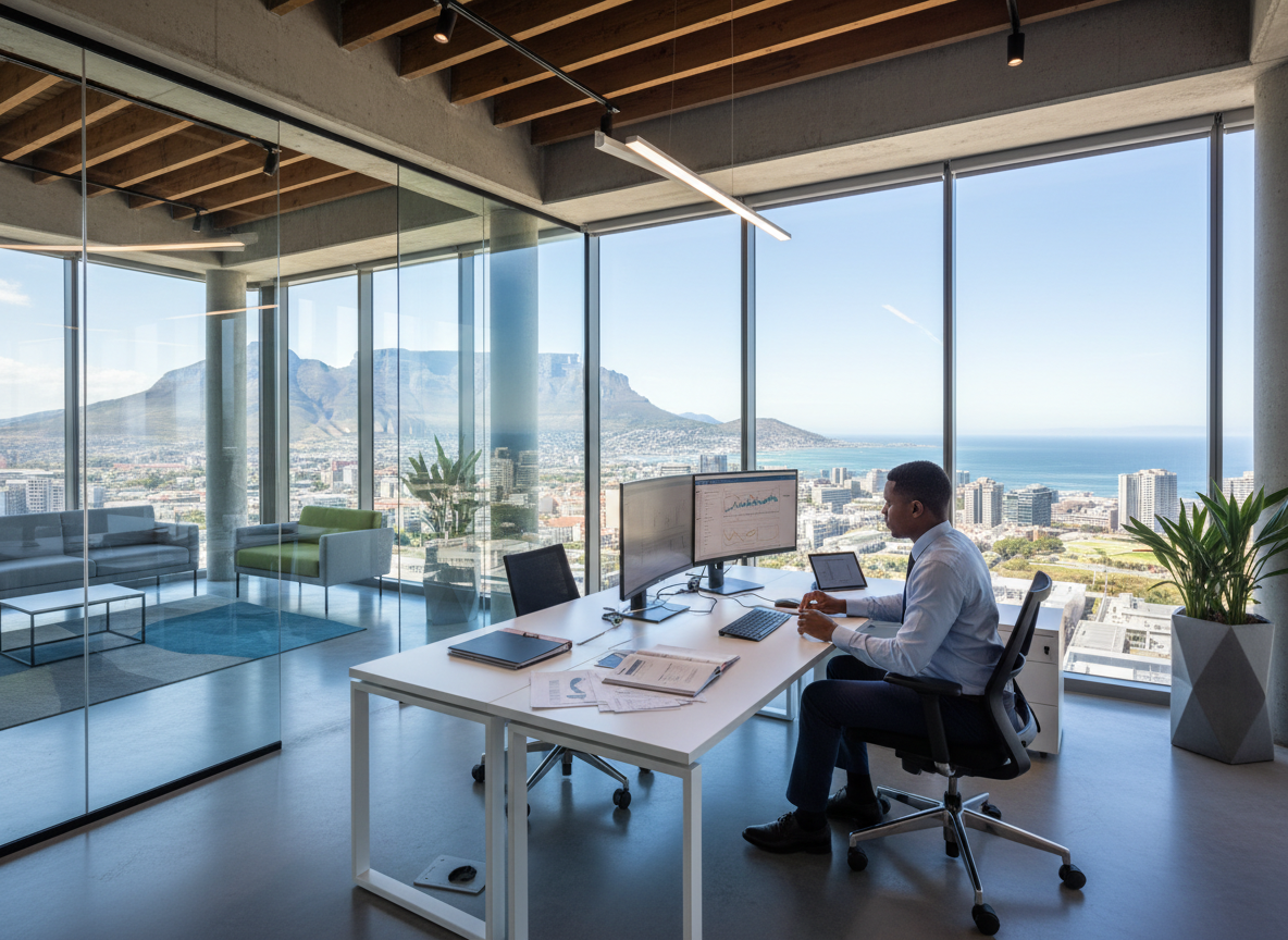 Professional team member working in a modern South Africa office