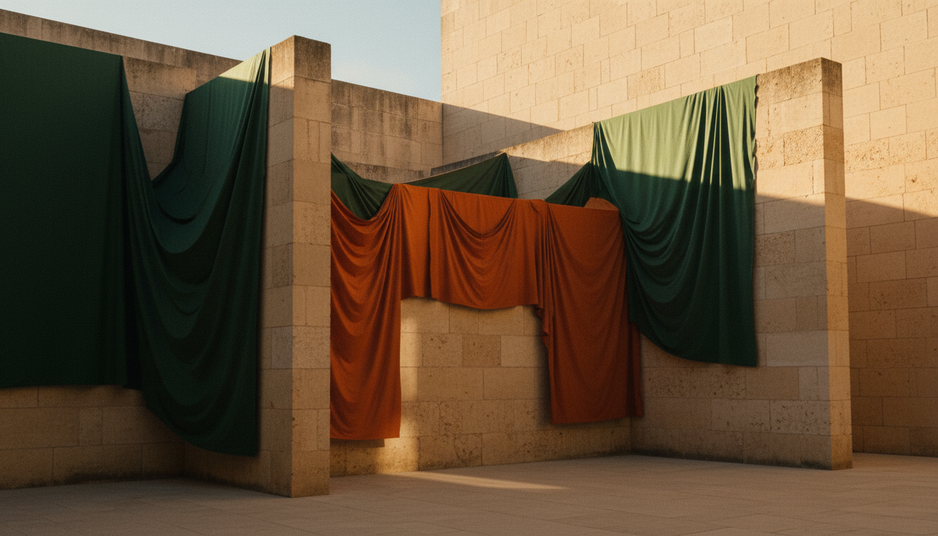 Art installation in sun-drenched Lisbon courtyard