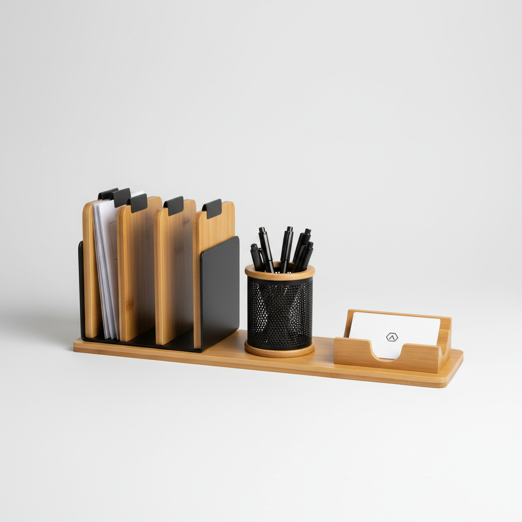 Premium Bamboo Desk Organizer
