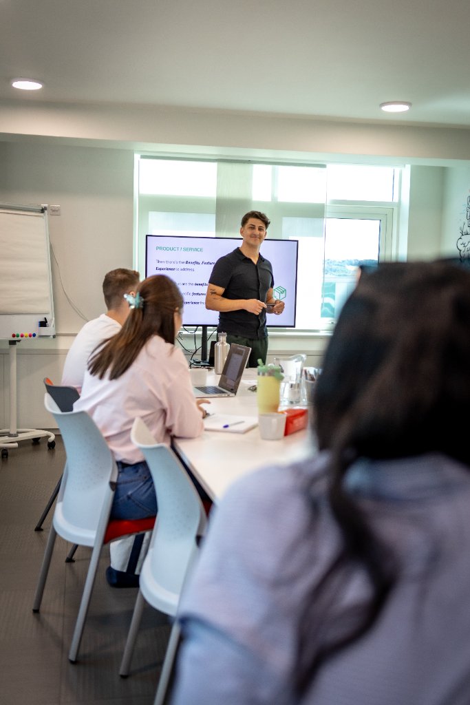 Elliot Ghali delivering a hands-on marketing workshop for small business owners in Sheffield, covering social media and paid ads strategy