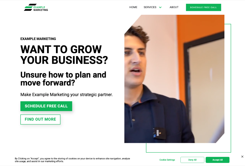 Example Marketing — Our own marketing, on display