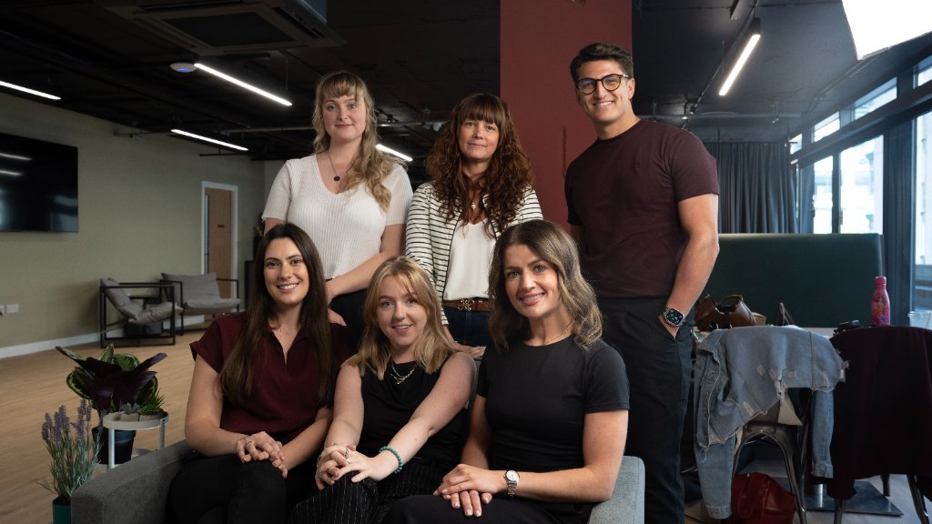 Example Marketing team gathered together after a client content shoot day in Sheffield