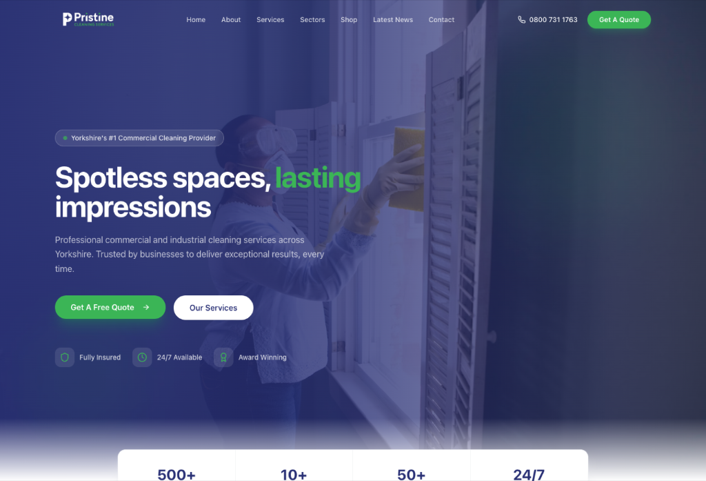 Pristine Commercial Cleaning — A full rebrand that gave a cleaning business a credible national voice