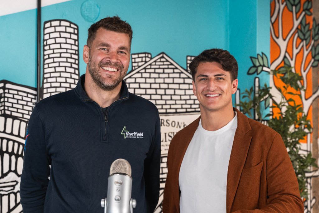 Elliot Ghali with a Sheffield client at Example Marketing