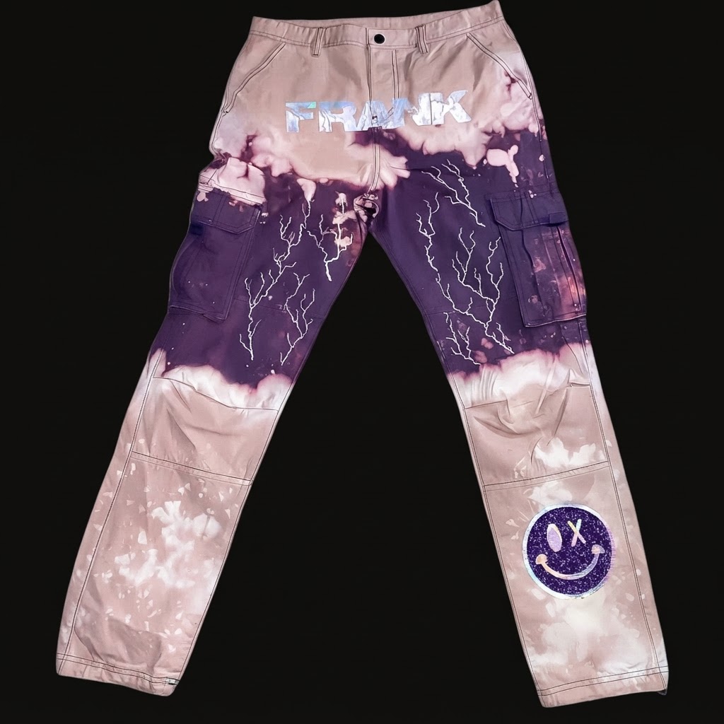 FRANK cloud-wash cargo pants.