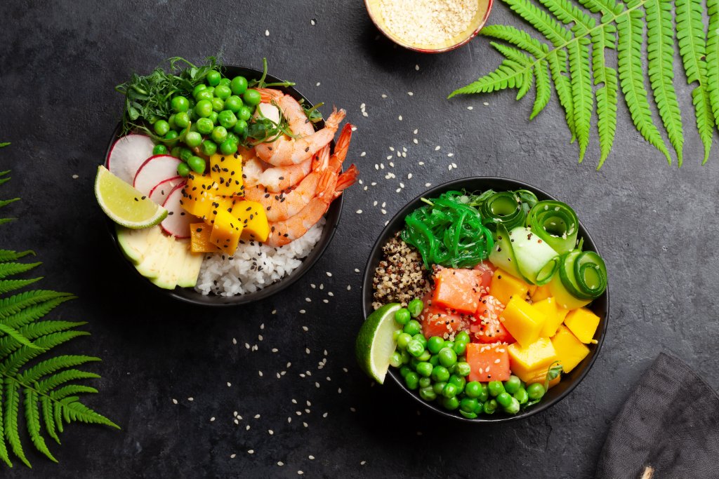 Diverse poke bowls från Ken Sushi