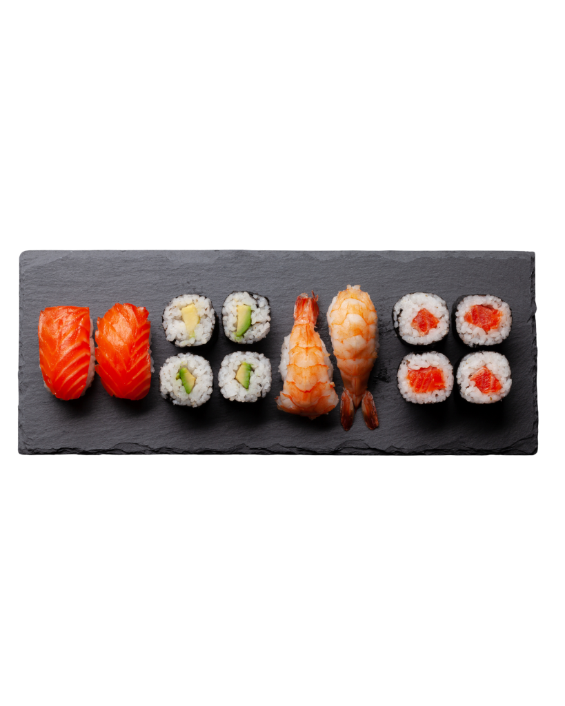 Illustrerad sushi-tallrik – Ken Sushi specialitet