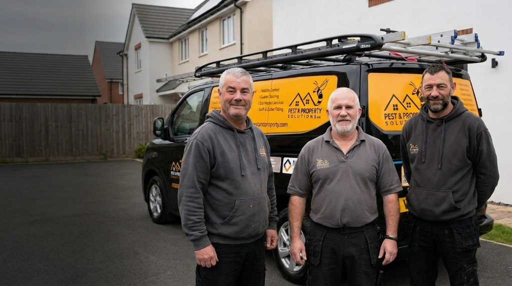 Pest & Property Solutions team standing in front of the company van