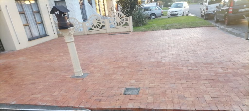 Completed brick paving driveway - residential property