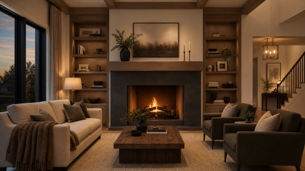 Luxury fireplace interior