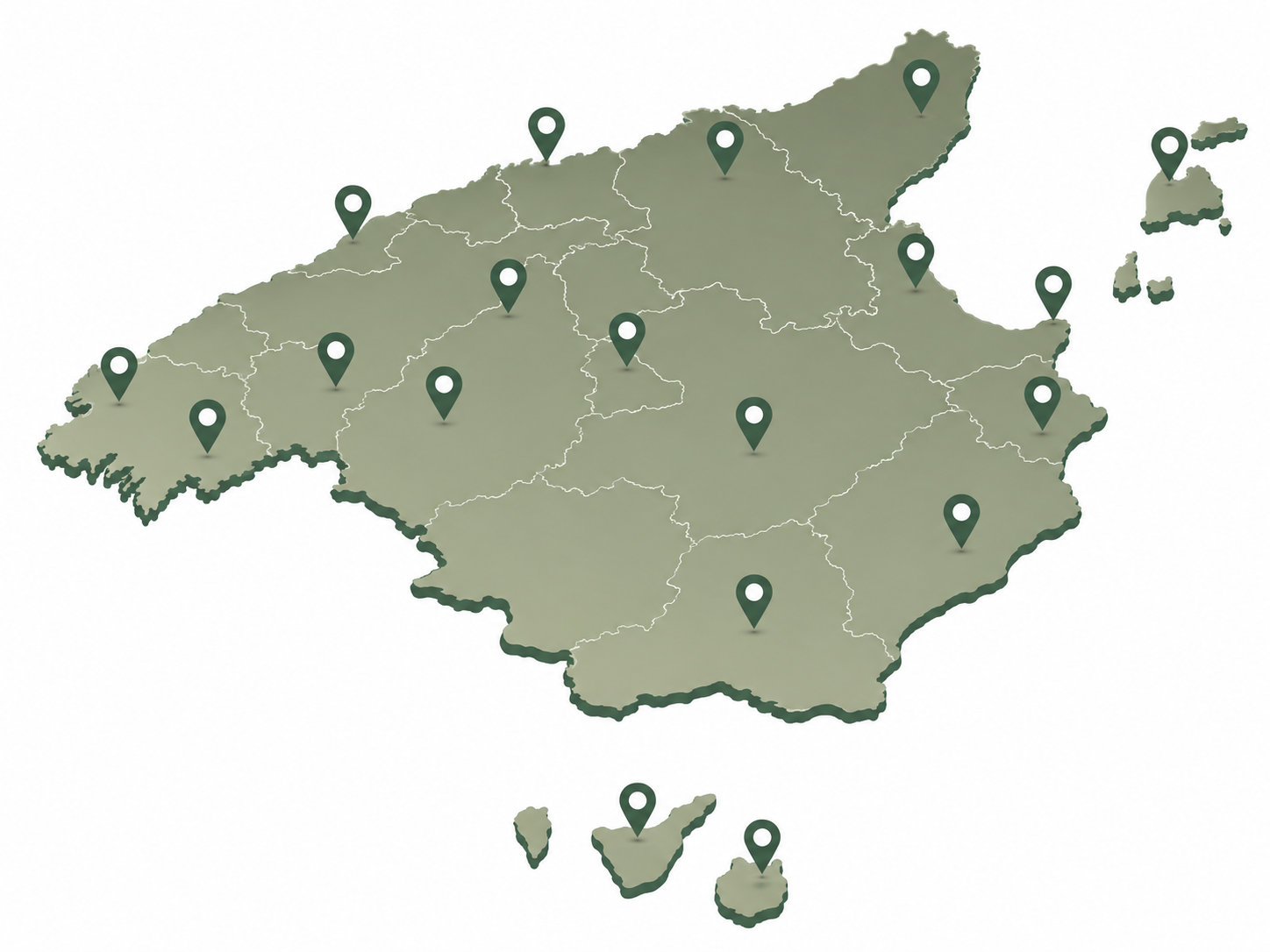 Mapa de España con ubicaciones