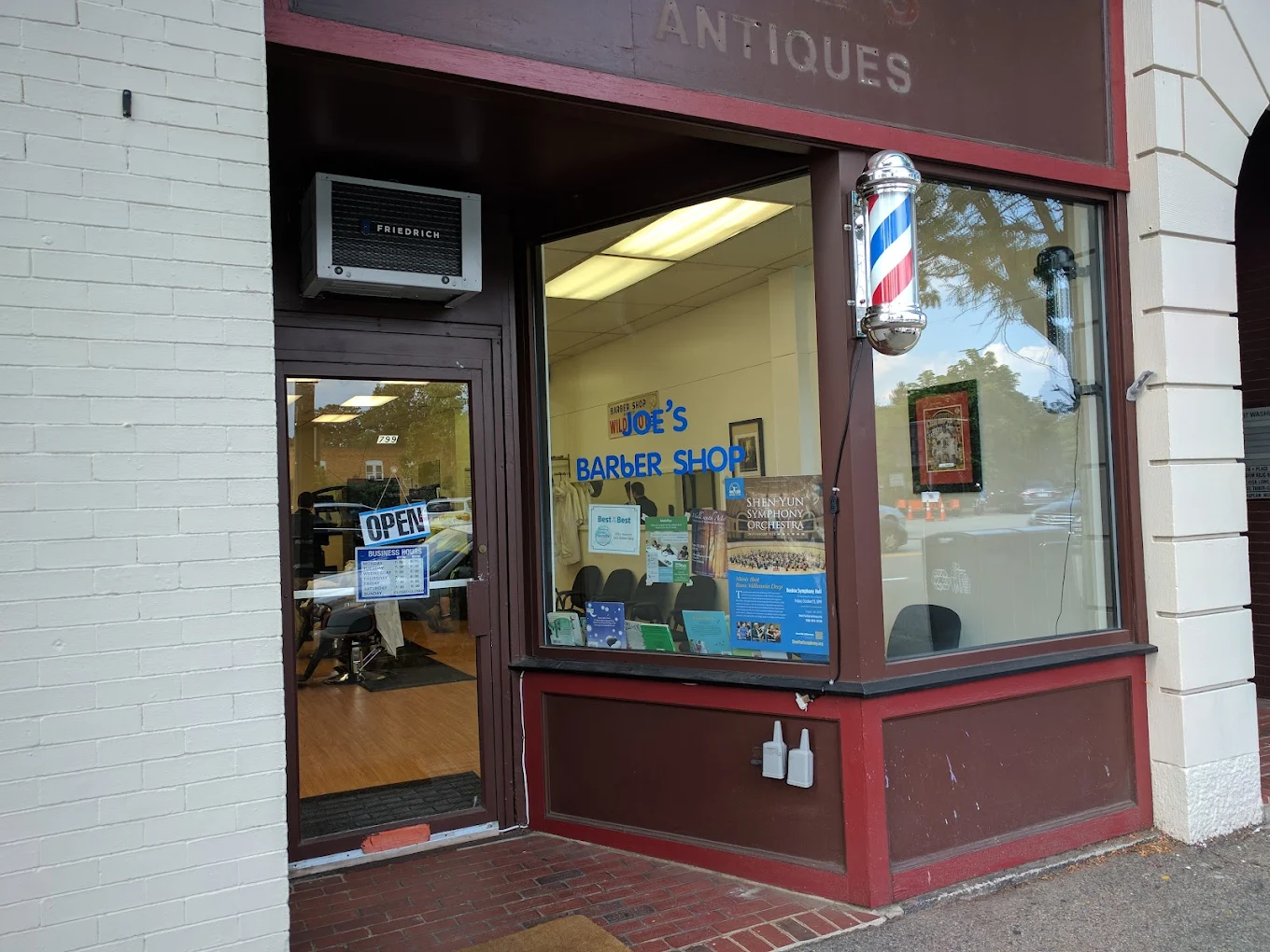 Joe's Barber Shop storefront on Washington Street in Newtonville MA