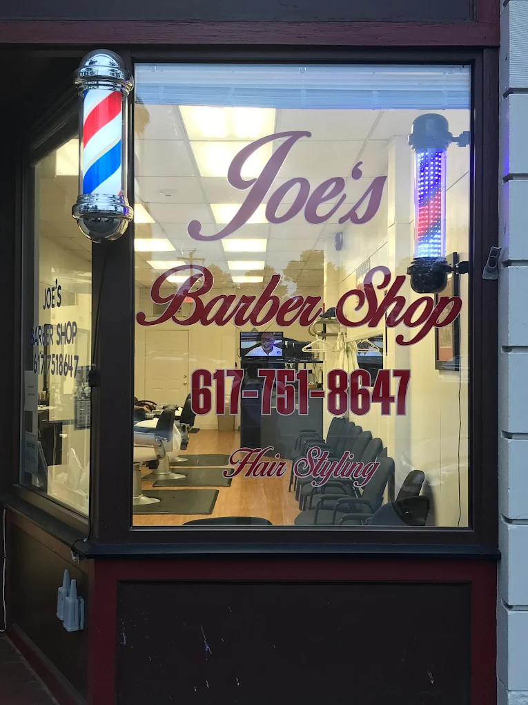 Joe's Barber Shop storefront on Washington Street in Newtonville MA