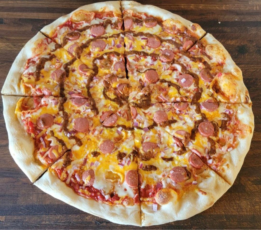 Chili Cheese Dog pizza