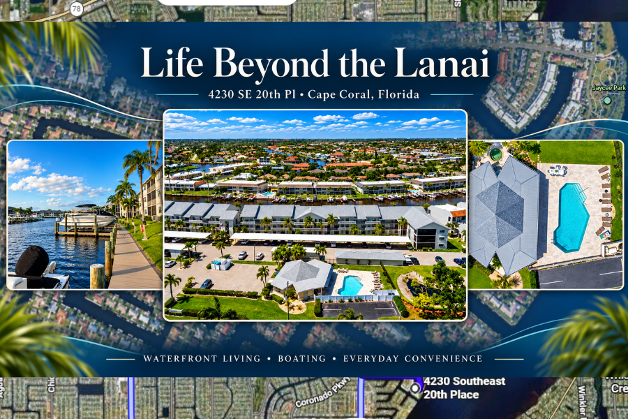 Life Beyond the Lanai — 4230 SE 20th Pl, Cape Coral, Florida. Waterfront living, boating, everyday convenience.