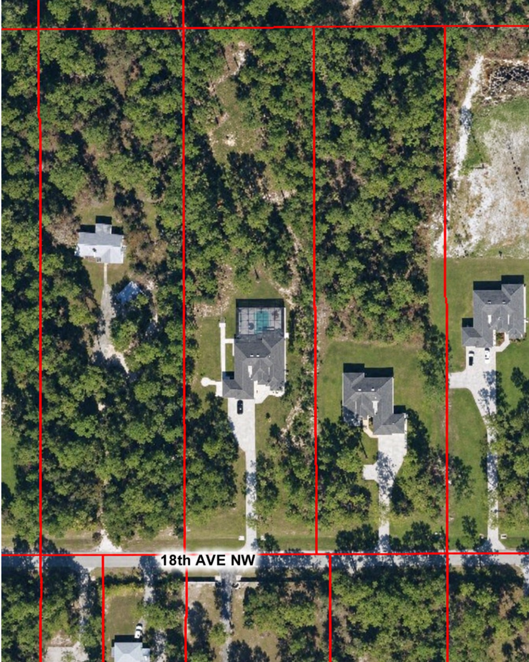 Aerial view of the 2.5-acre property at 181 18th Ave NW, Naples