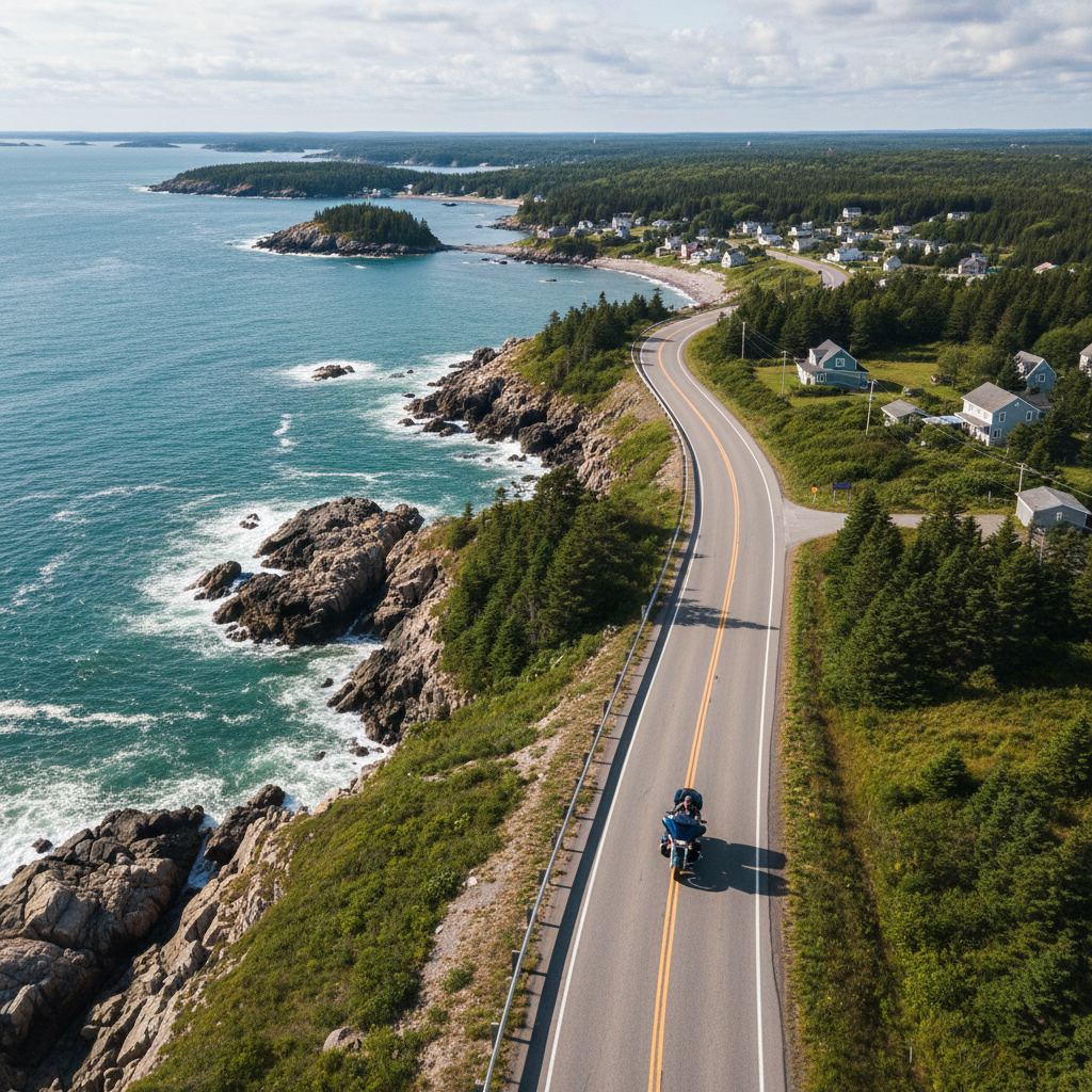 Motorcycle riding on scenic coastal road