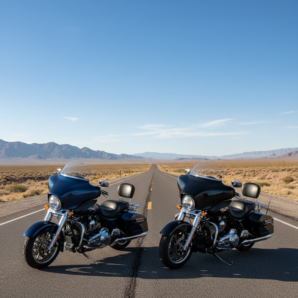 Two touring motorcycles comparison highway